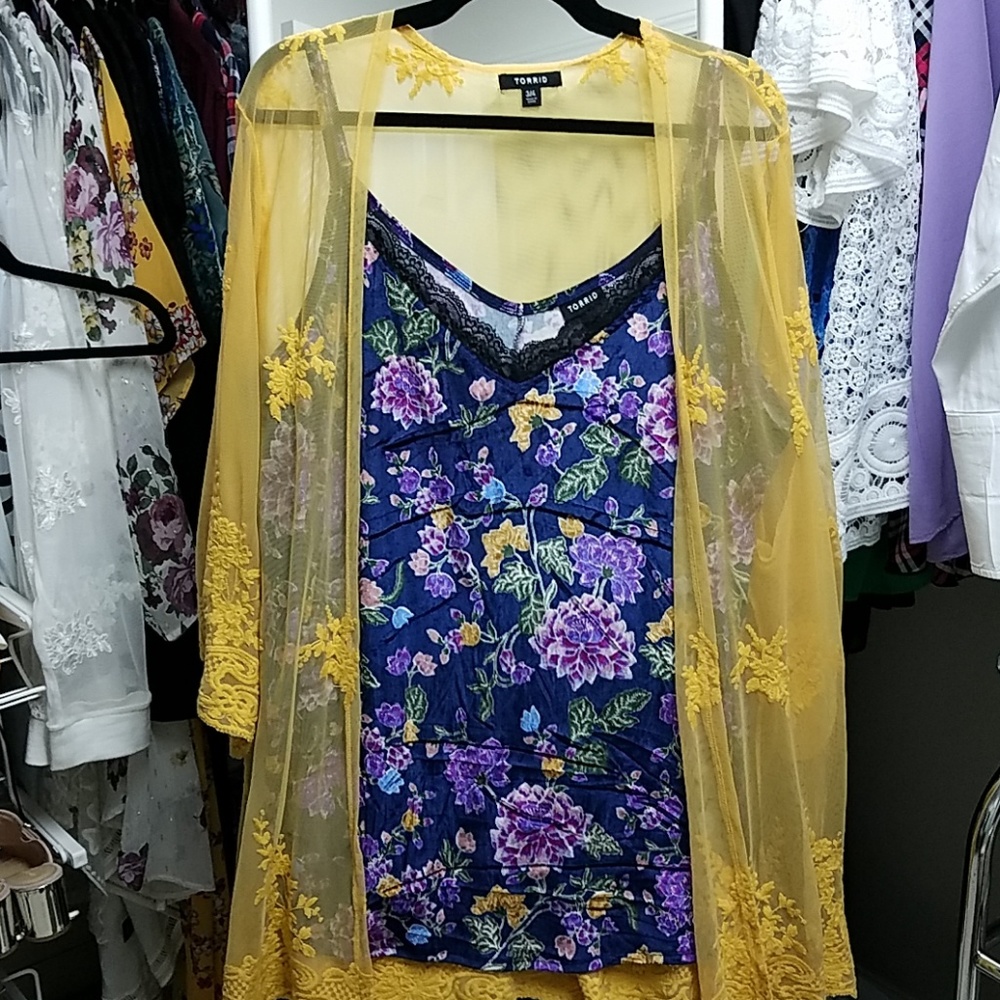 Crushed Velvet Floral Cami Lace Trim Colorful